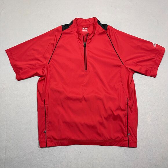 Adidas Golf ClimaProof Wind 1/4 Zip Pullover Short Sleeve Jacket Sz Large Red‎ - Picture 1 of 12